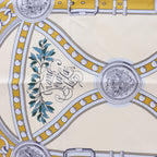 Hermès Carré 90 "Grand Tralala" Silk handkerchief in Beige x Blue
