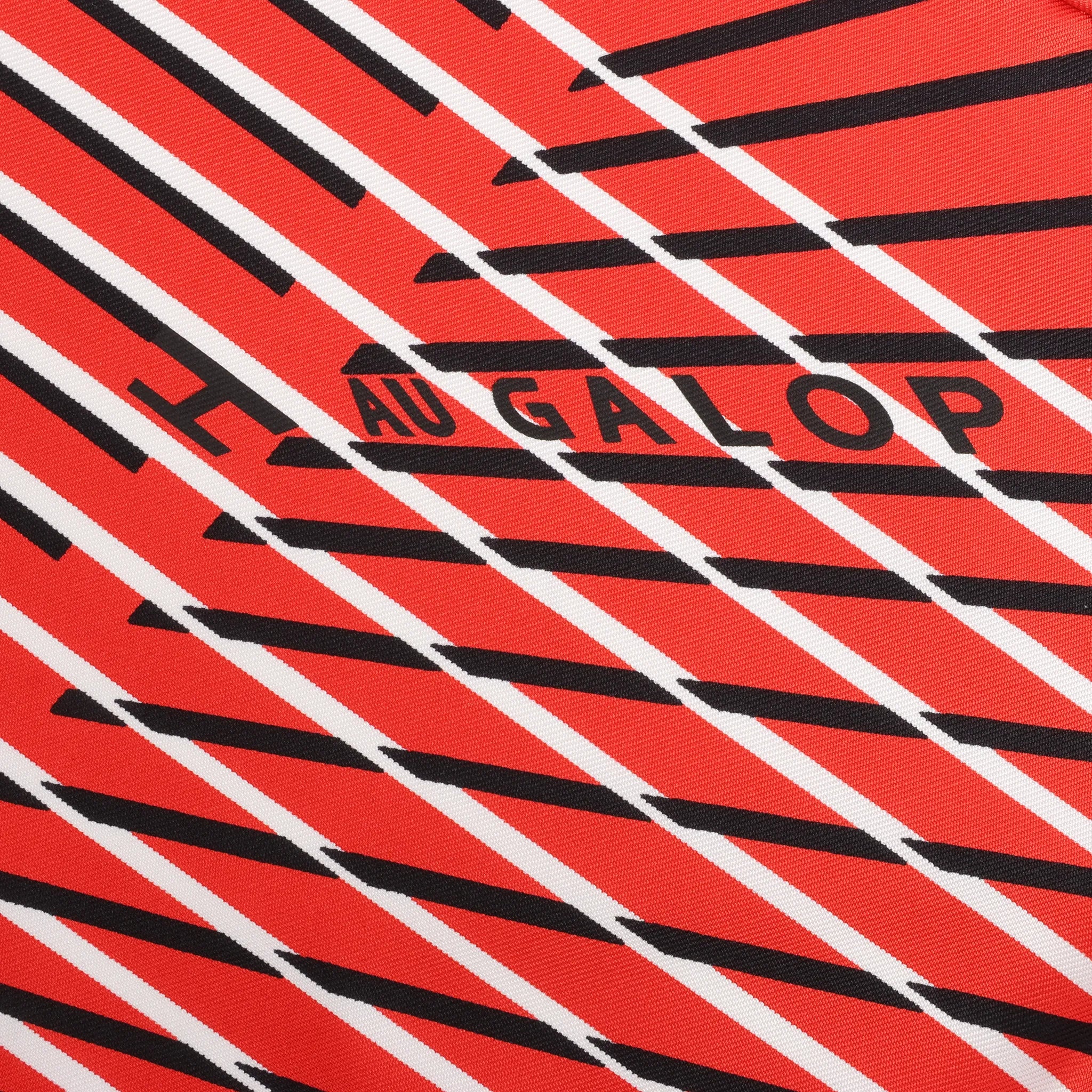 Hermès Carré 90 "H AU GALOP" Silk handkerchief in Red x Black