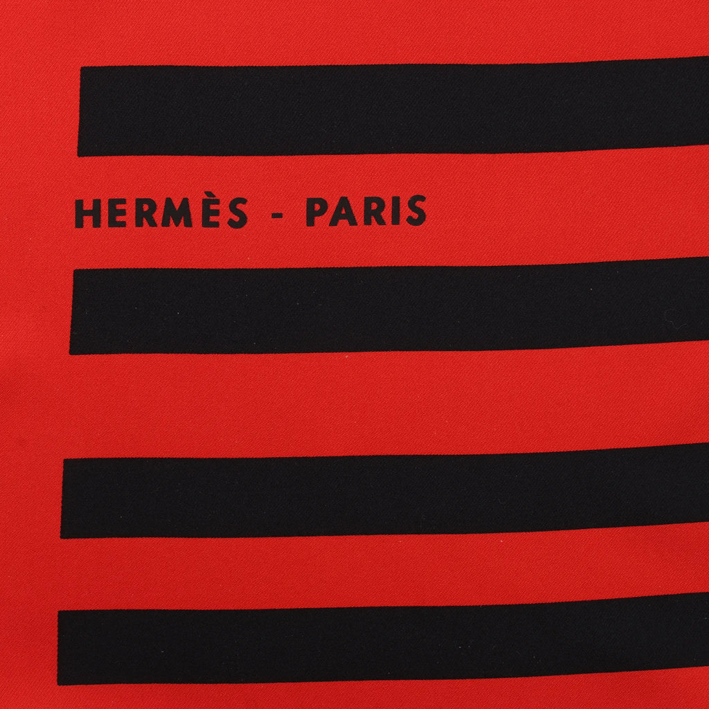 Hermès Carré 90 "H AU GALOP" Silk handkerchief in Red x Black