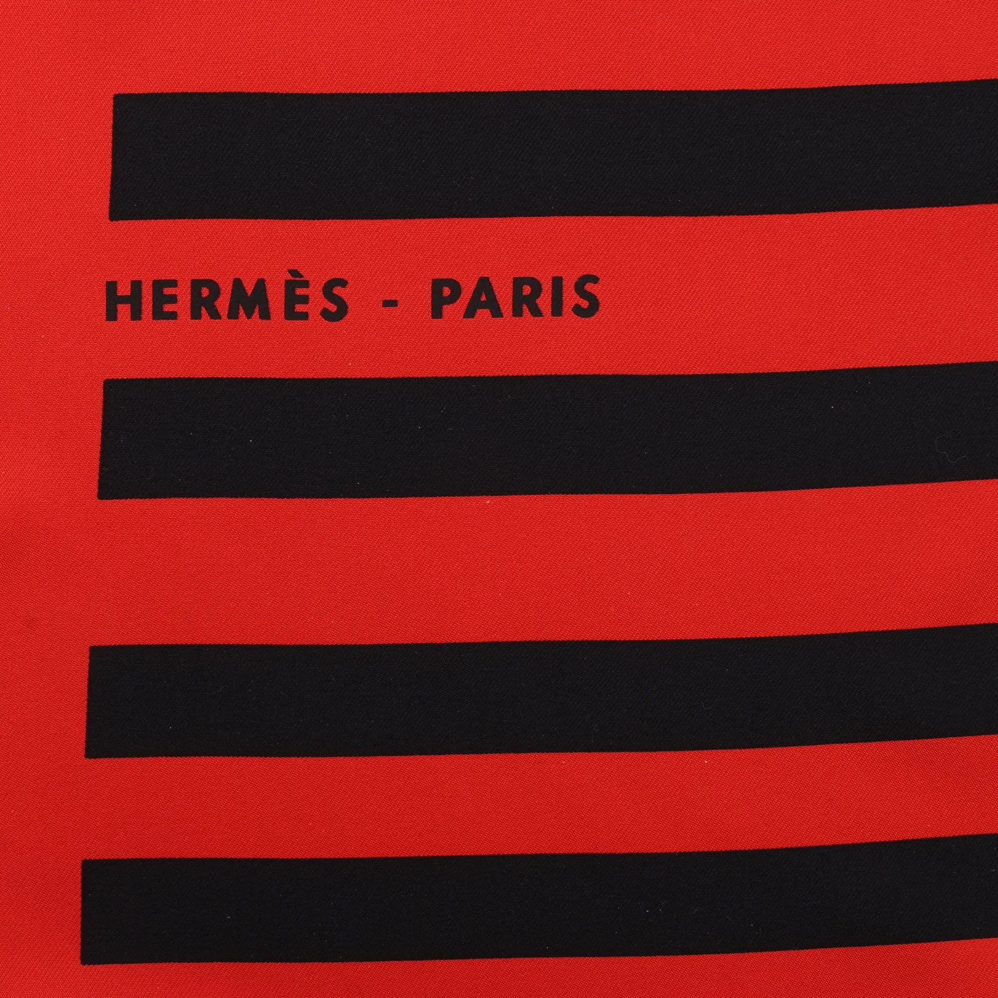 Hermès Carré 90 "H AU GALOP" Silk handkerchief in Red x Black