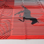 Hermès Carré 90 "H AU GALOP" Silk handkerchief in Red x Black