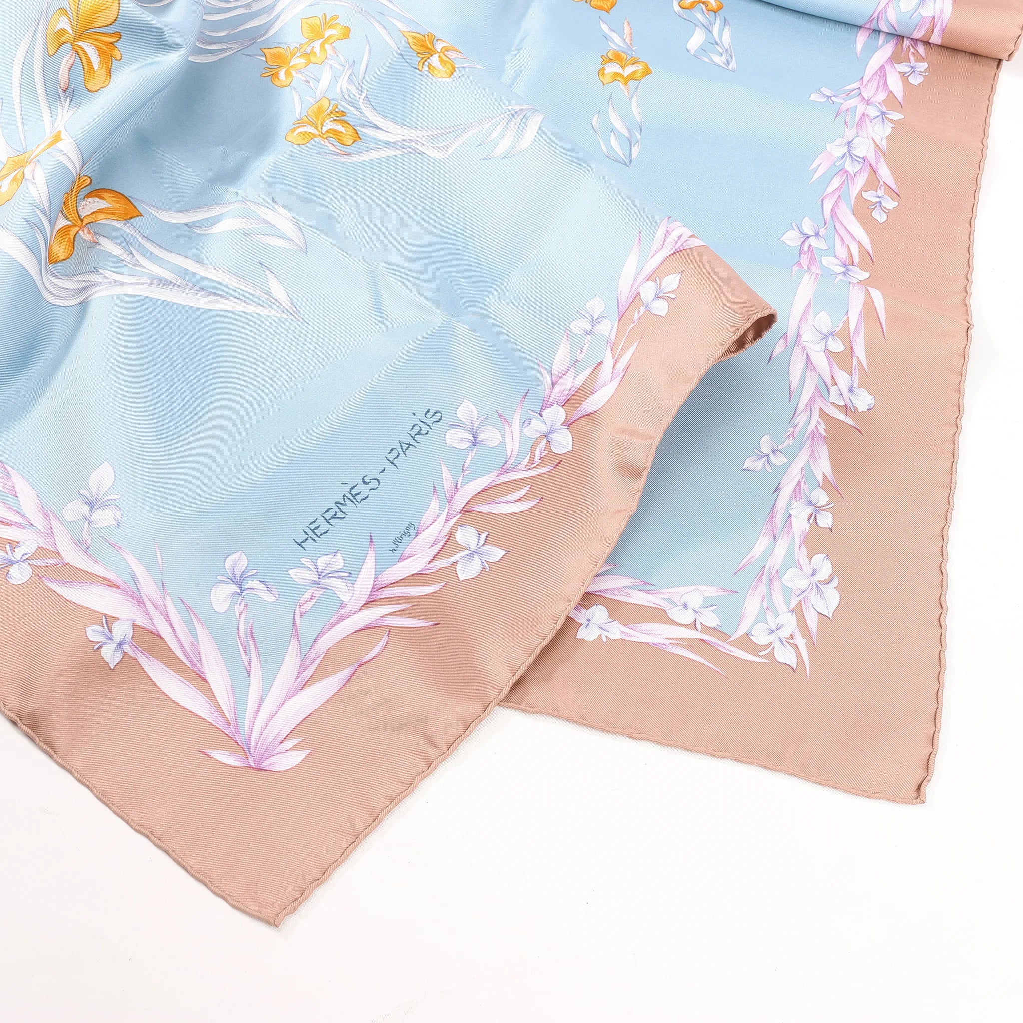 Hermès Carré 90 "H.d'Origny" Silk handkerchief in Blue