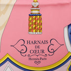 Hermès Carré 90 "HARNAIS DE COEUR" Silk handkerchief in Pink