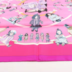 Hermès Carré 90 "HELLO DOLLY" Silk handkerchief in Pink