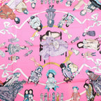 Hermès Carré 90 "HELLO DOLLY" Silk handkerchief in Pink