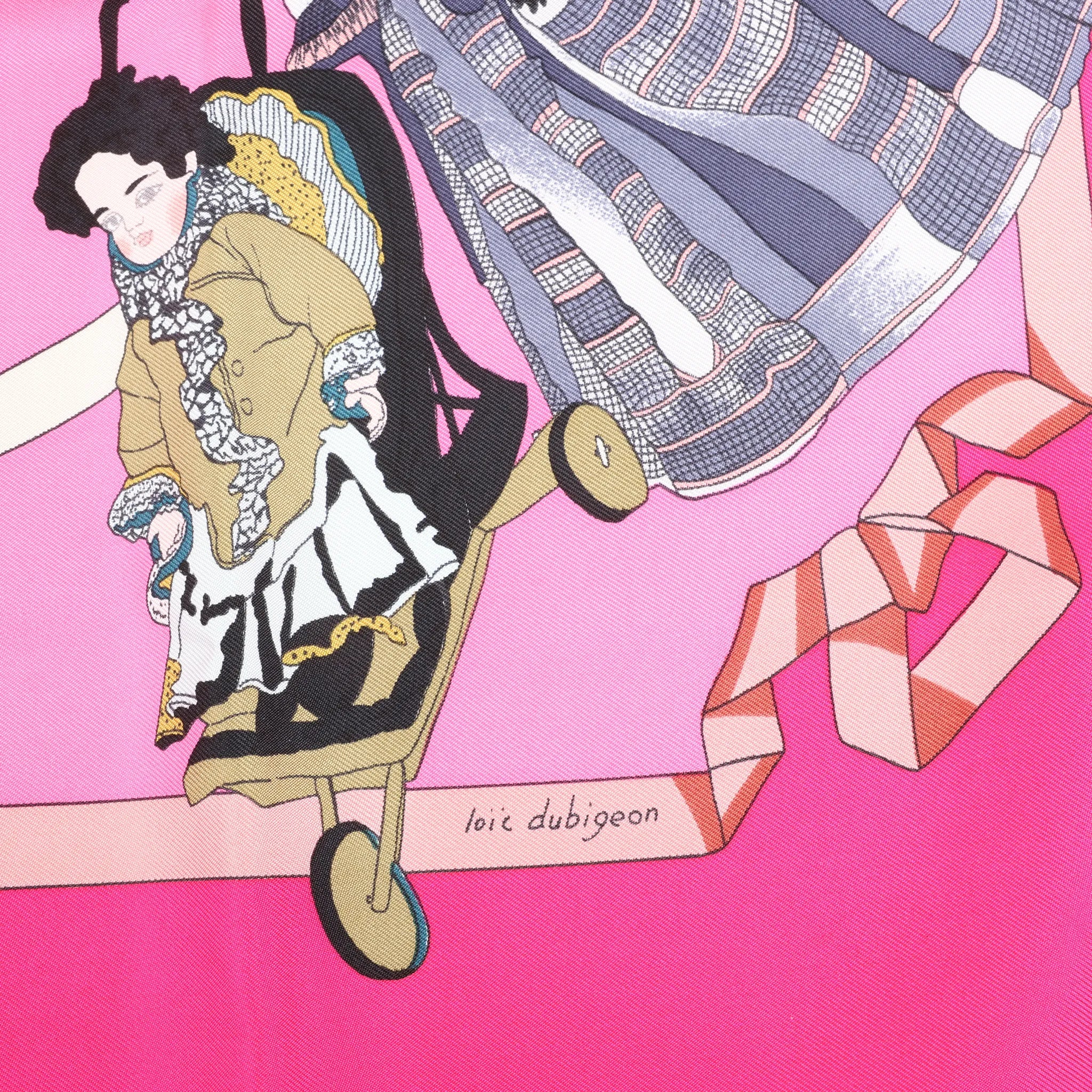 Hermès Carré 90 "HELLO DOLLY" Silk handkerchief in Pink