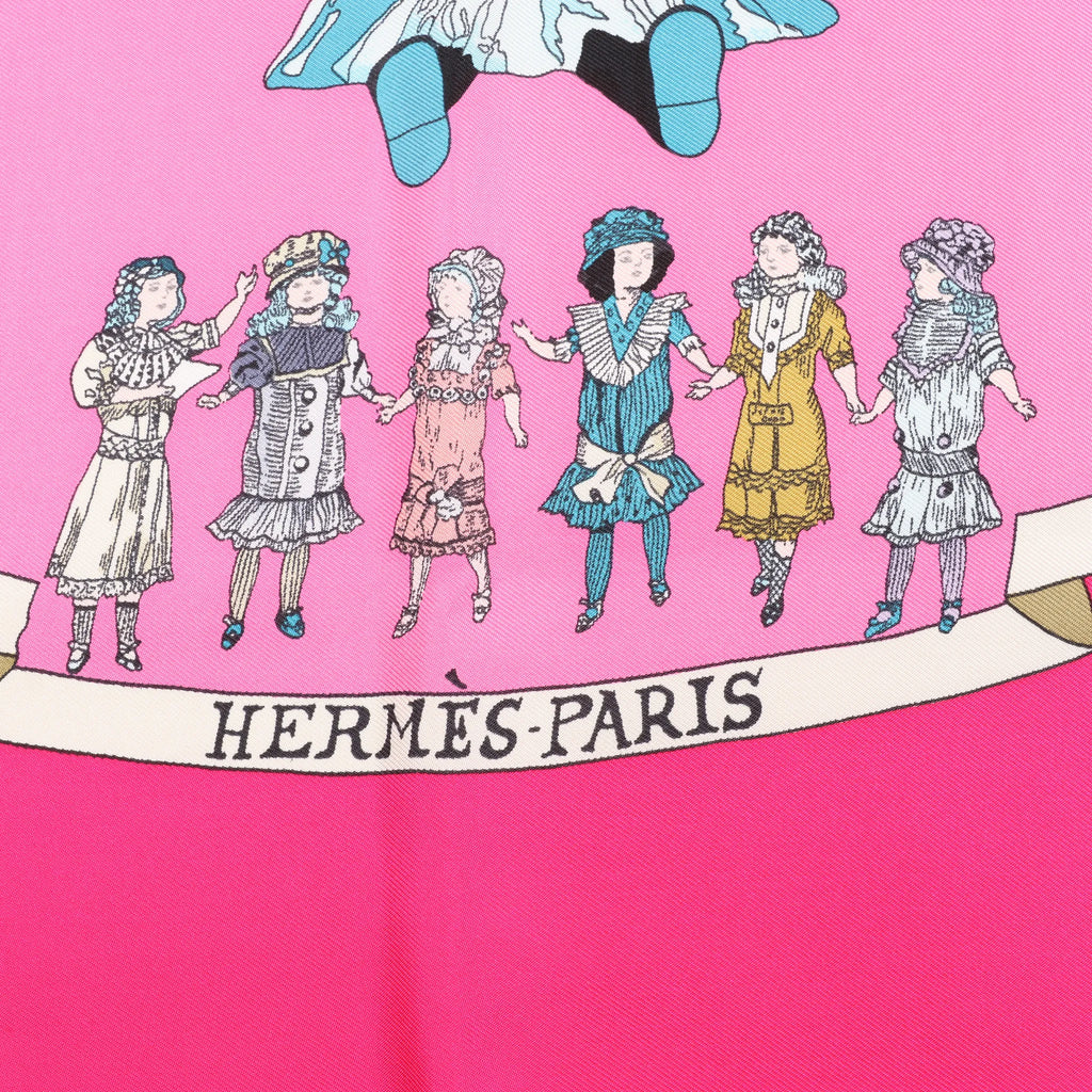 Hermès Carré 90 "HELLO DOLLY" Silk handkerchief in Pink