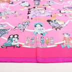 Hermès Carré 90 "HELLO DOLLY" Silk handkerchief in Pink