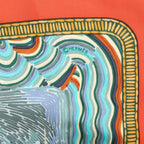 Hermès Carré 90 "HENRY F SMITH SAILOR" Silk handkerchief in Orange x Blue