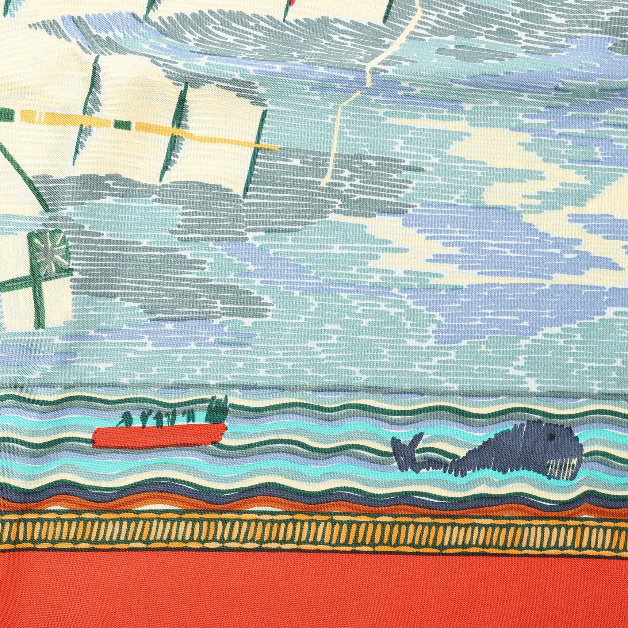 Hermès Carré 90 "HENRY F SMITH SAILOR" Silk handkerchief in Orange x Blue