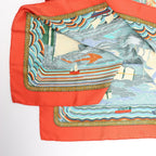 Hermès Carré 90 "HENRY F SMITH SAILOR" Silk handkerchief in Orange x Blue