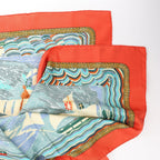 Hermès Carré 90 "HENRY F SMITH SAILOR" Silk handkerchief in Orange x Blue