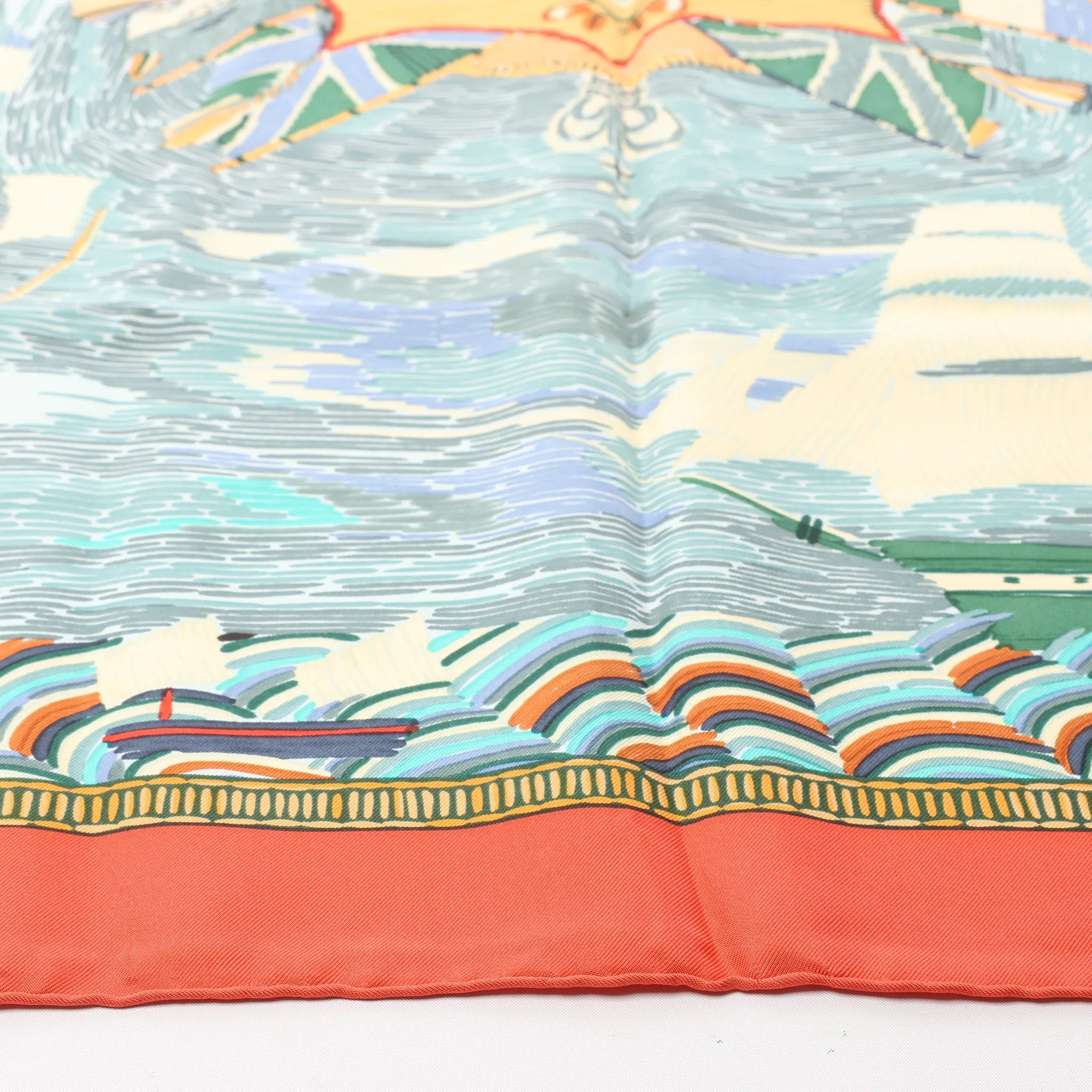 Hermès Carré 90 "HENRY F SMITH SAILOR" Silk handkerchief in Orange x Blue