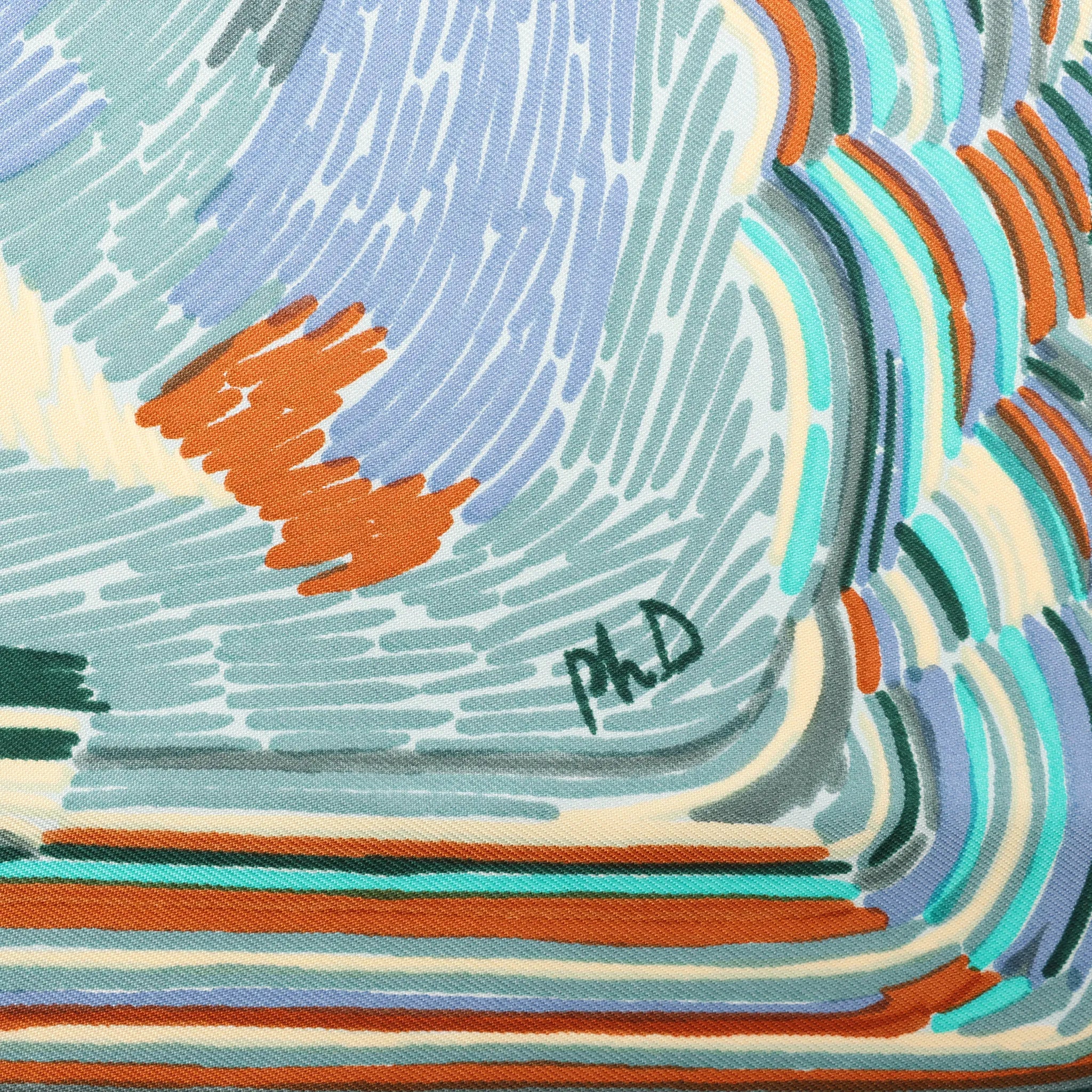 Hermès Carré 90 "HENRY F SMITH SAILOR" Silk handkerchief in Orange x Blue