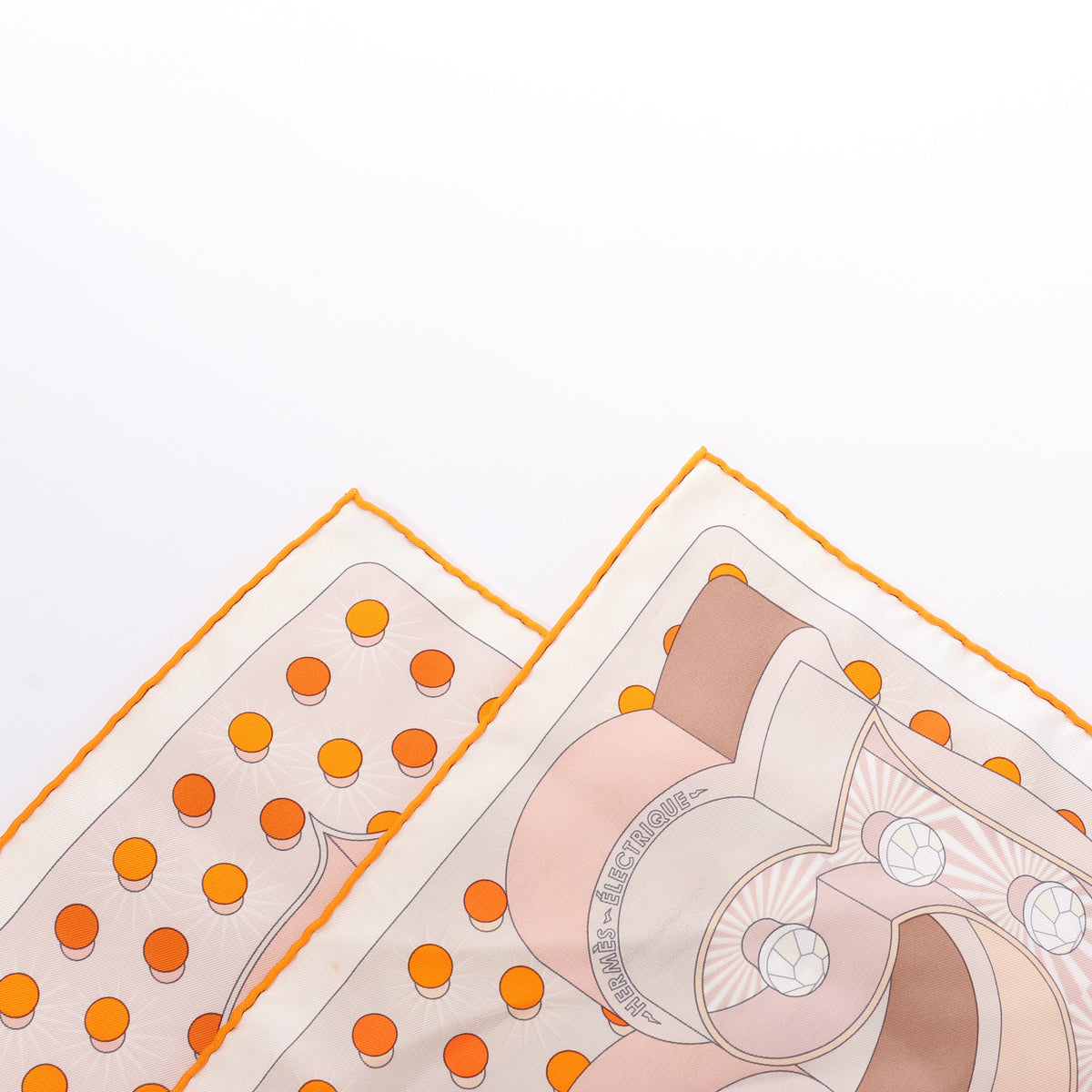 Hermès Carré 90 "HERMES ELECTRIQUE" Silk handkerchief in Beige
