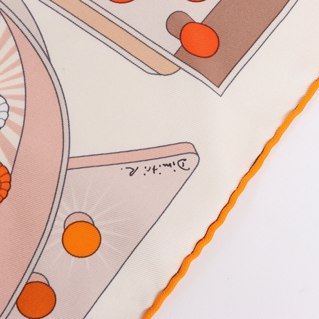 Hermès Carré 90 "HERMES ELECTRIQUE" Silk handkerchief in Beige