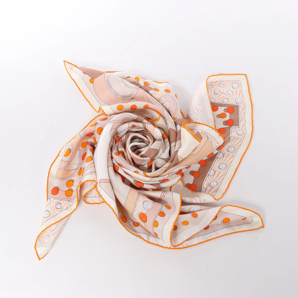 Hermès Carré 90 "HERMES ELECTRIQUE" Silk handkerchief in Beige