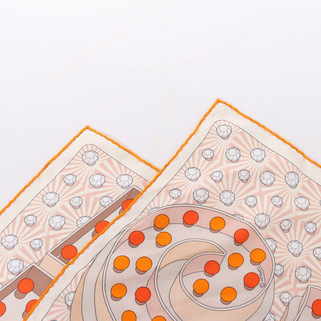 Hermès Carré 90 "HERMES ELECTRIQUE" Silk handkerchief in Beige