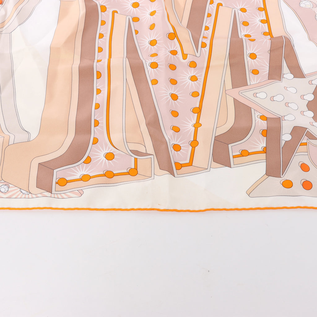 Hermès Carré 90 "HERMES ELECTRIQUE" Silk handkerchief in Beige