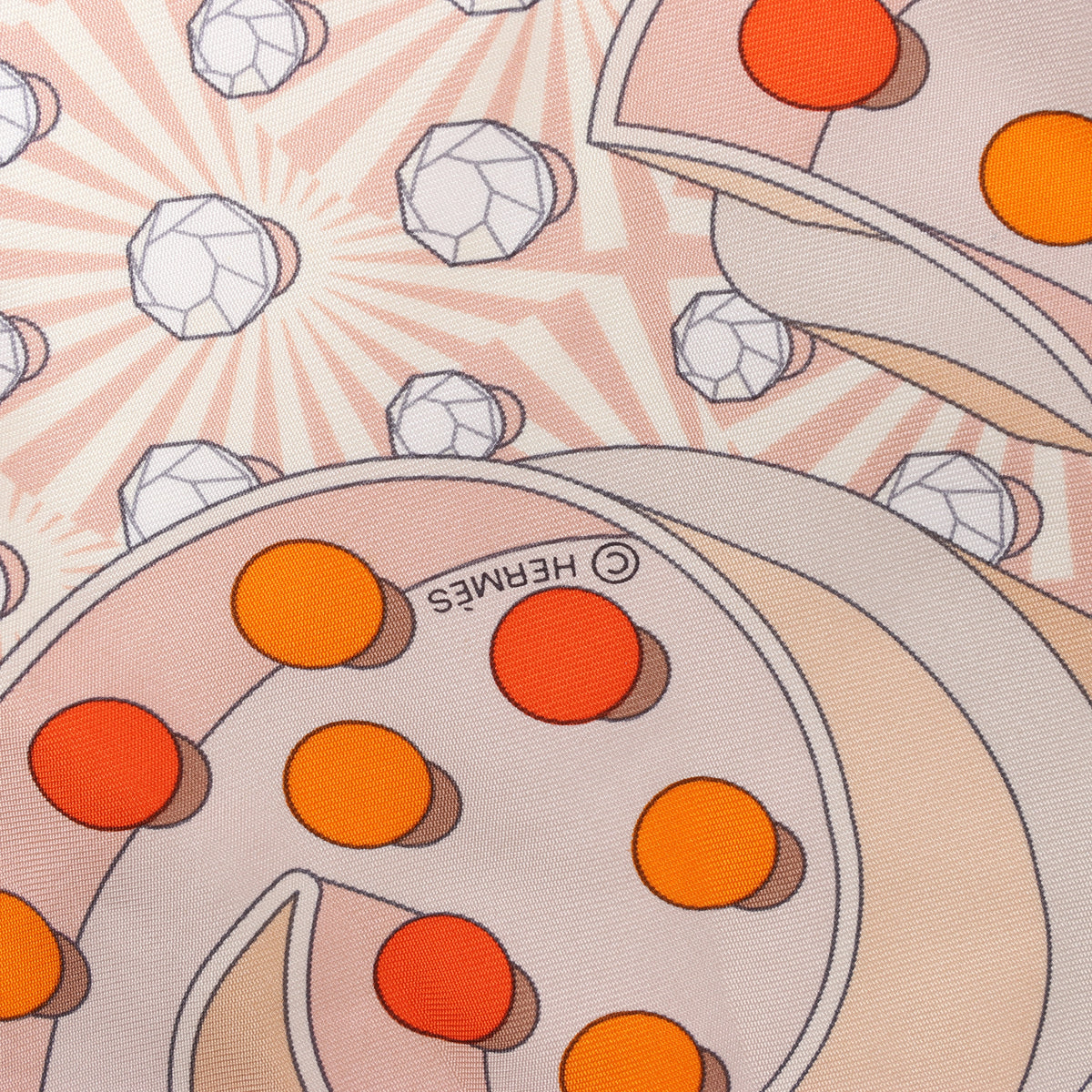 Hermès Carré 90 "HERMES ELECTRIQUE" Silk handkerchief in Beige