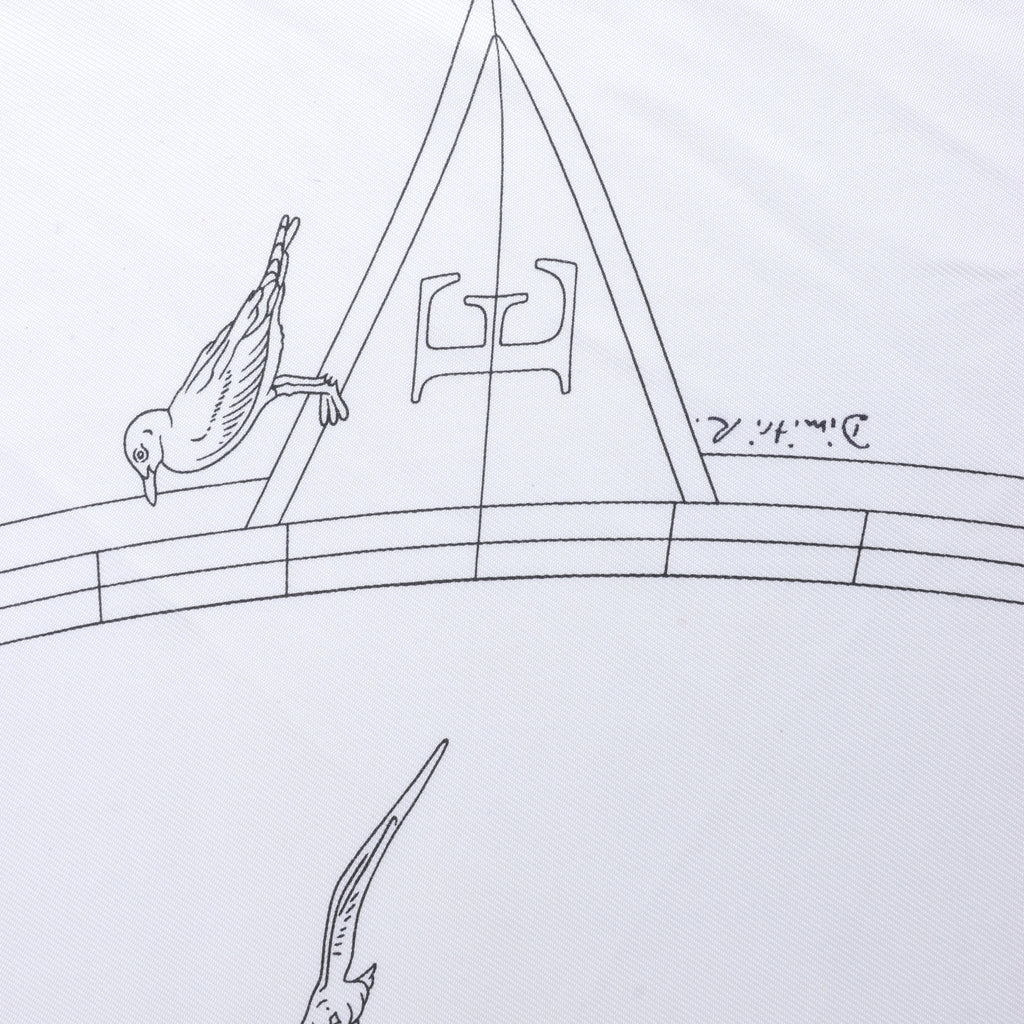 Hermès Carré 90 "HERMES FRAGSHIP" Silk handkerchief in White
