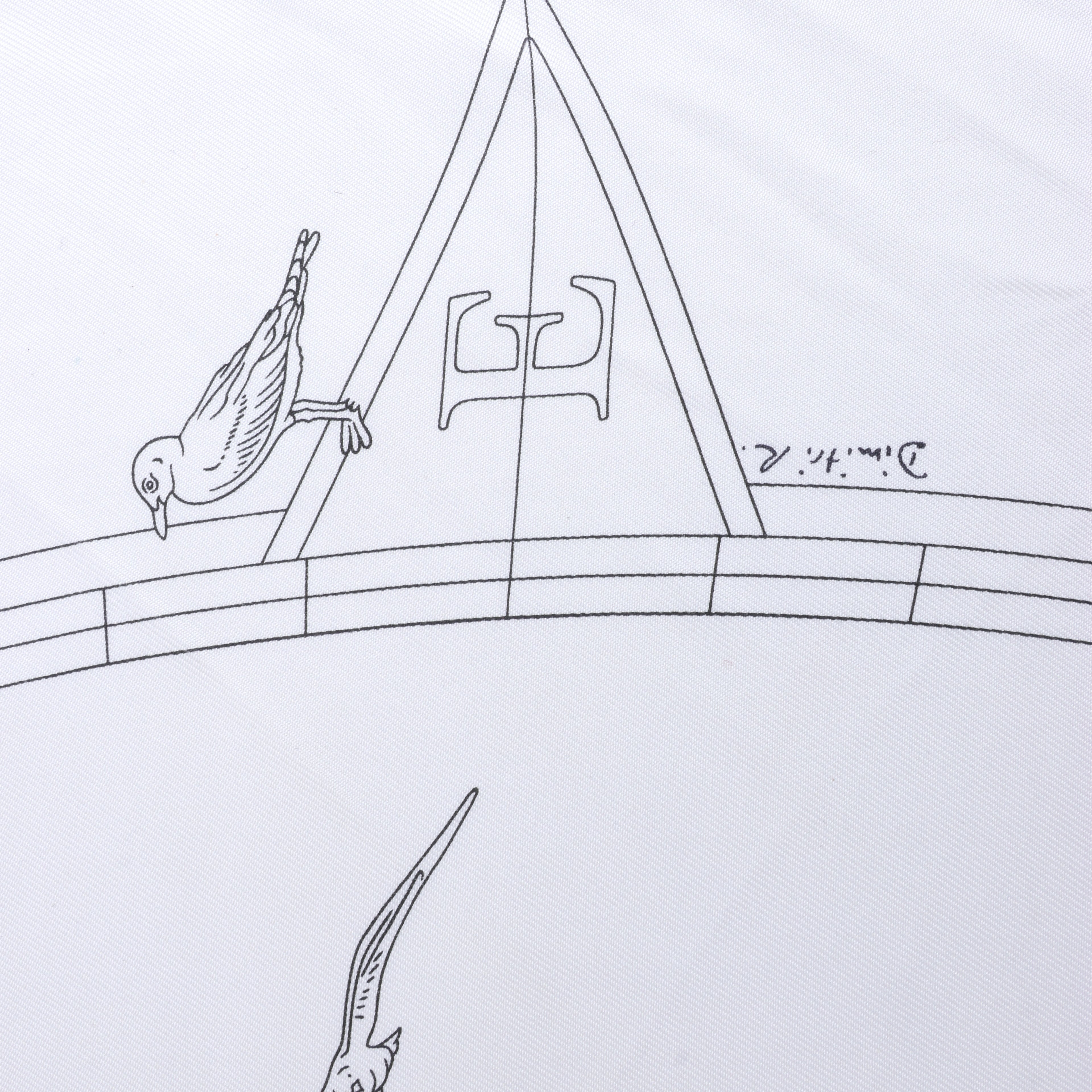 Hermès Carré 90 "HERMES FRAGSHIP" Silk handkerchief in White
