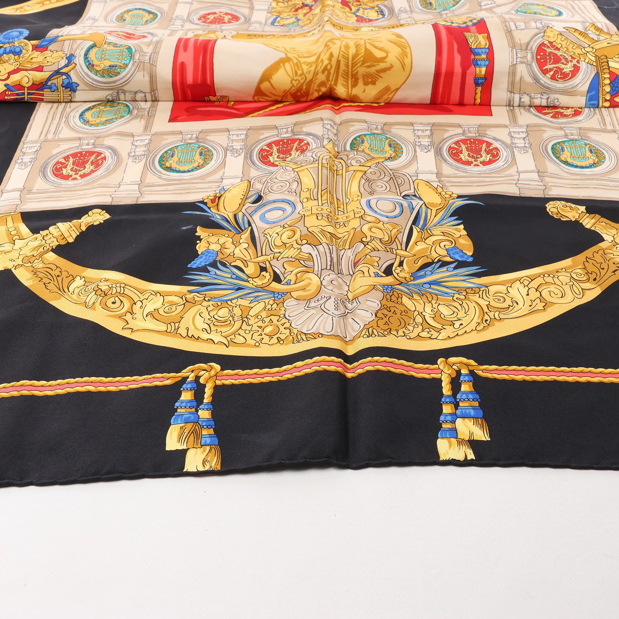 Hermès Carré 90 "HOMMAGE A CHARLES GARNIER" Silk handkerchief in Black
