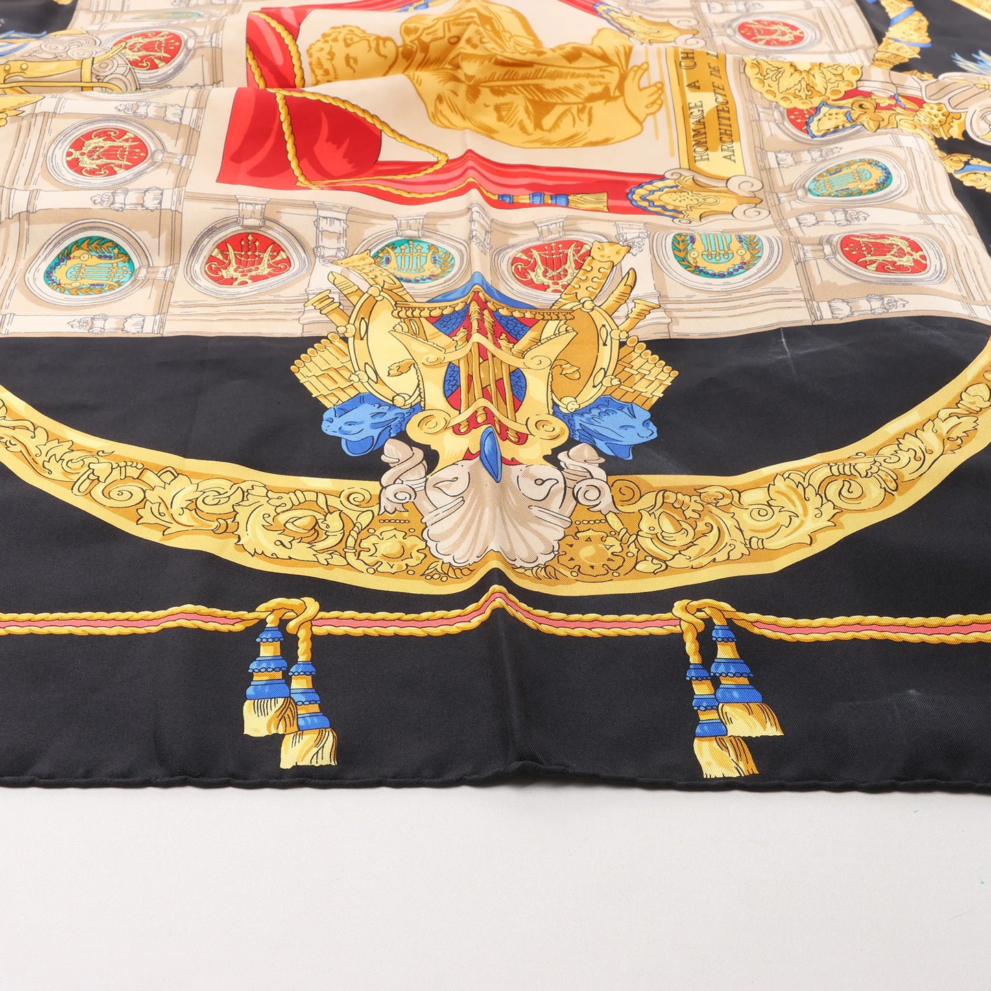 Hermès Carré 90 "HOMMAGE A CHARLES GARNIER" Silk handkerchief in Black