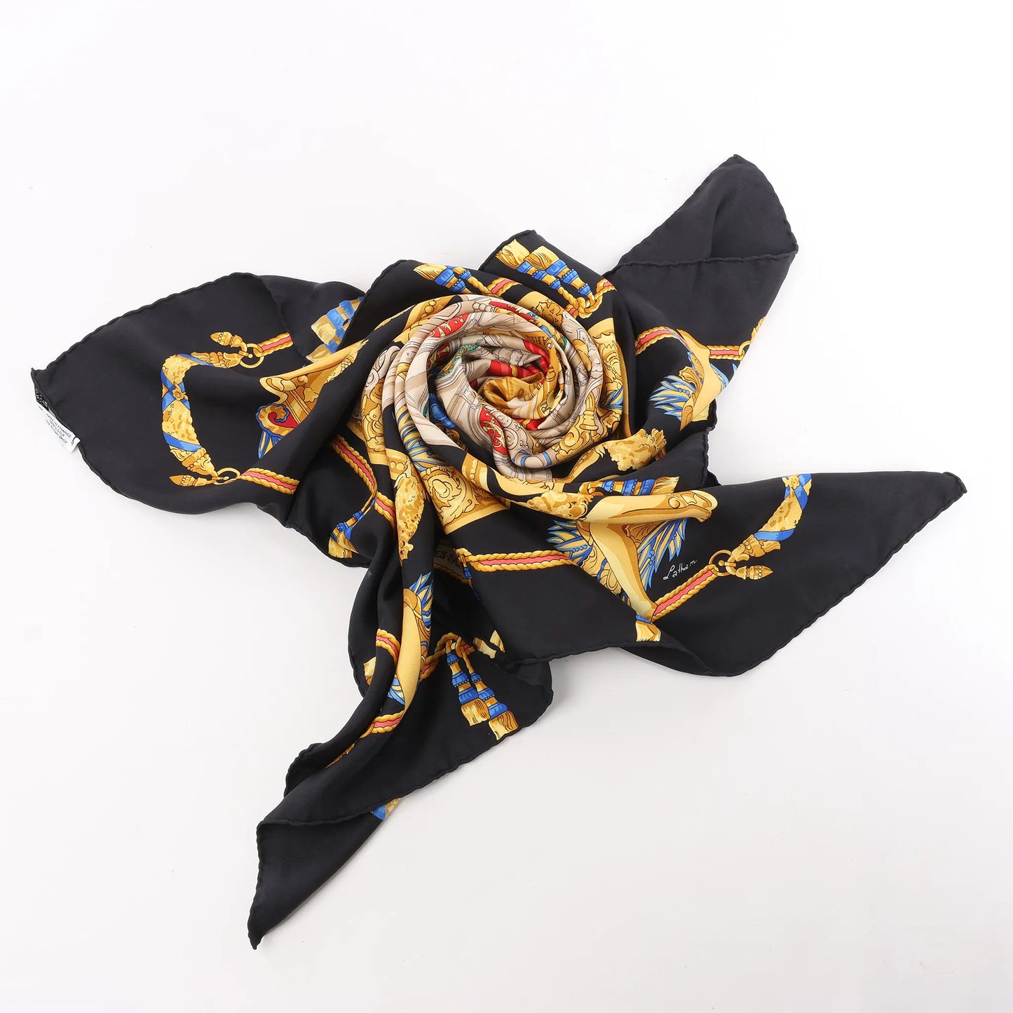 Hermès Carré 90 "HOMMAGE A CHARLES GARNIER" Silk handkerchief in Black