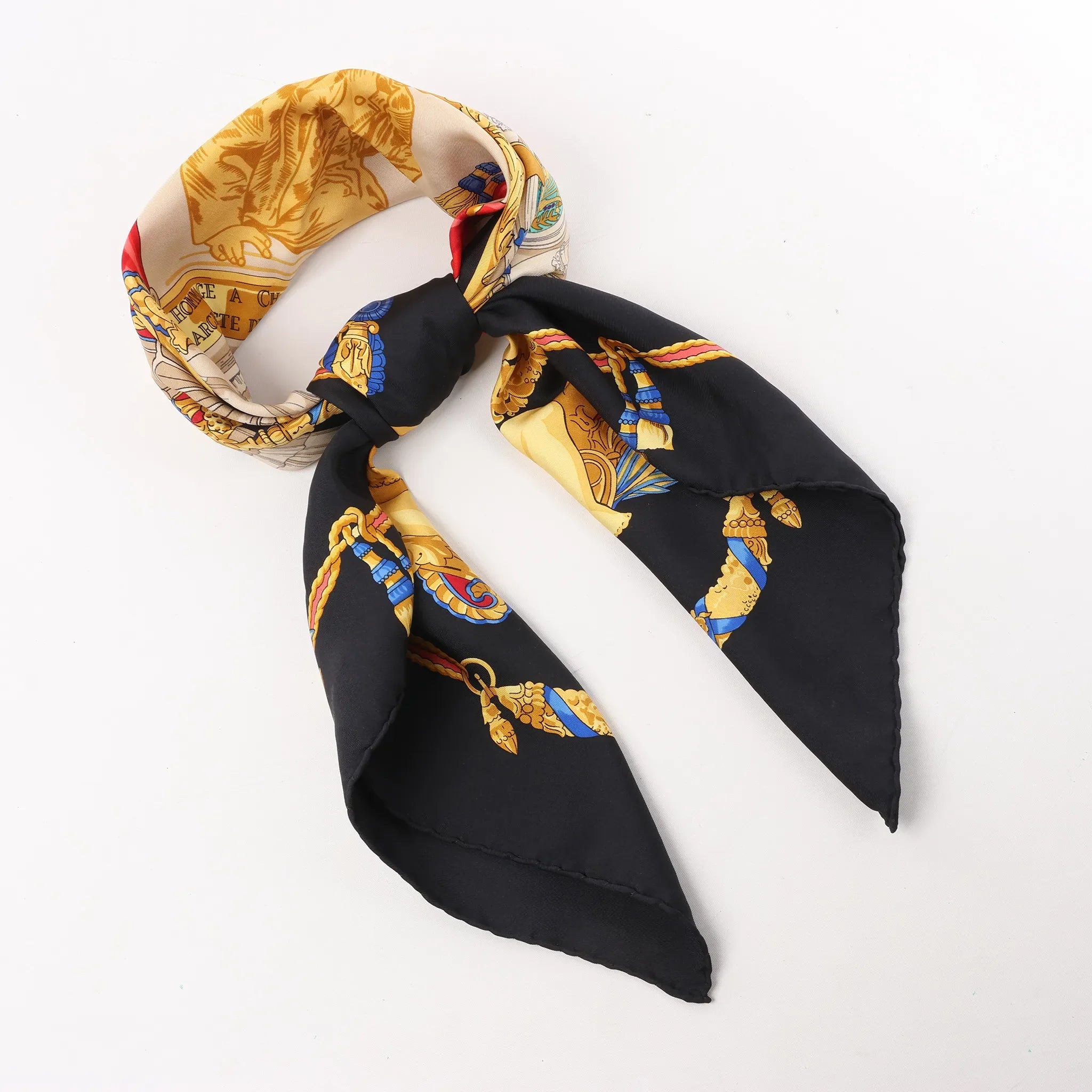 Hermès Carré 90 "HOMMAGE A CHARLES GARNIER" Silk handkerchief in Black