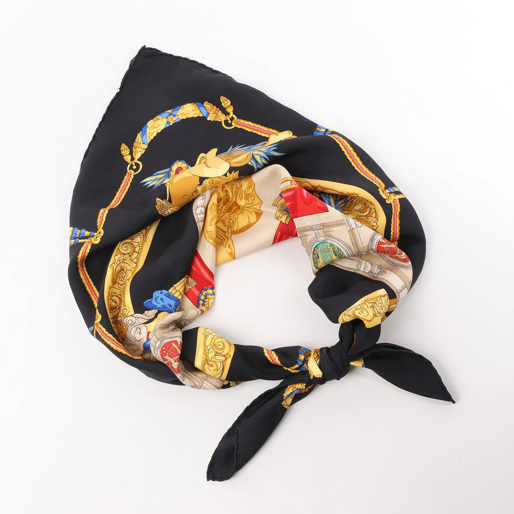 Hermès Carré 90 "HOMMAGE A CHARLES GARNIER" Silk handkerchief in Black