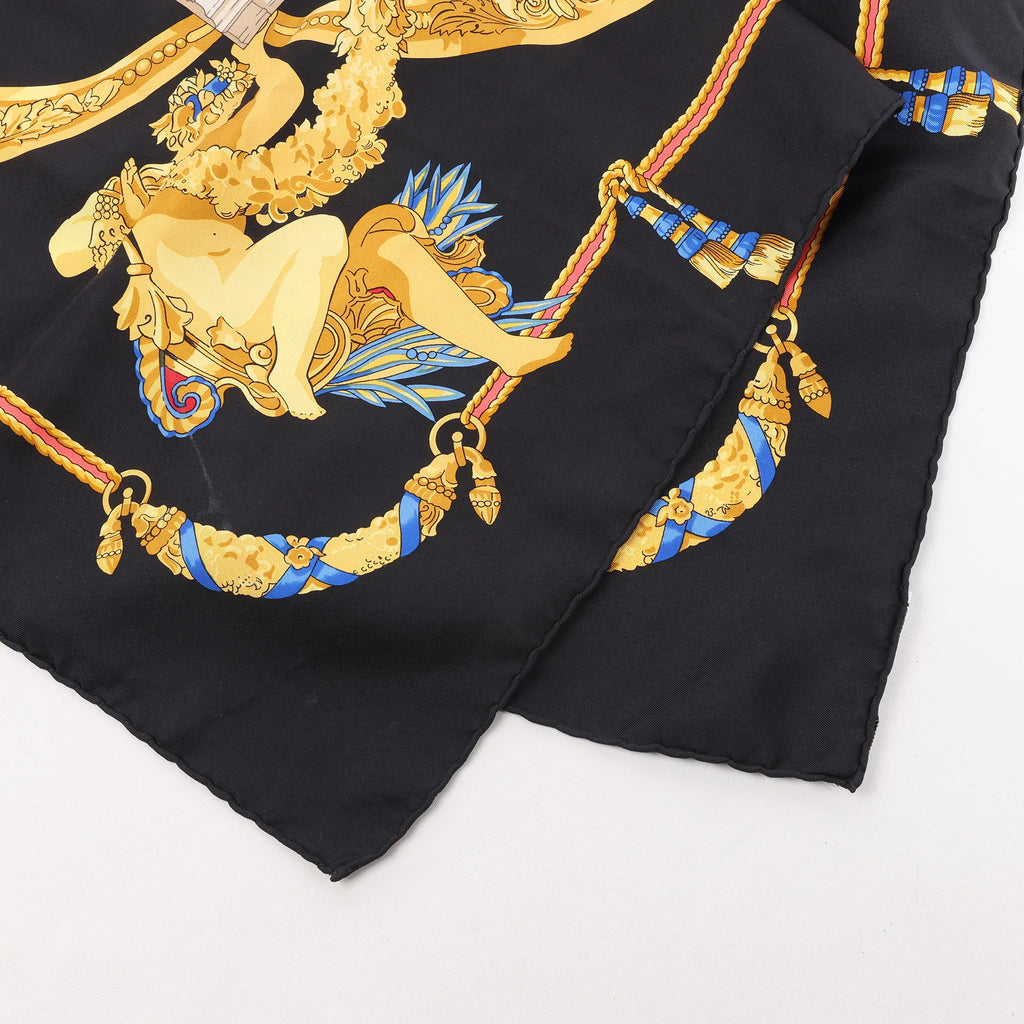 Hermès Carré 90 "HOMMAGE A CHARLES GARNIER" Silk handkerchief in Black