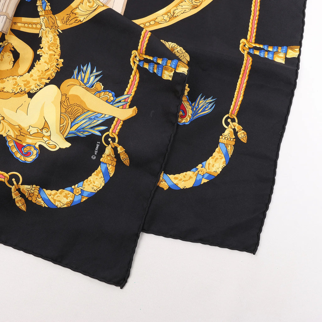 Hermès Carré 90 "HOMMAGE A CHARLES GARNIER" Silk handkerchief in Black