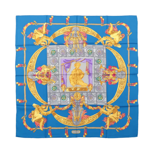 Hermès Carré 90 "HOMMAGE A CHARLES GARNIER" Foulard 100% Soie en Bleu