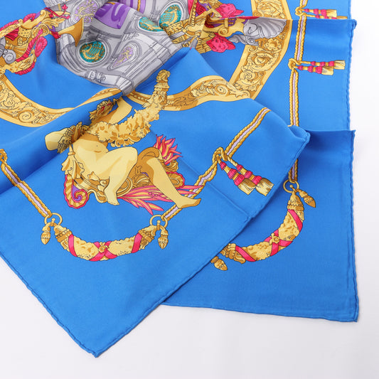 Hermès Carré 90 "HOMMAGE A CHARLES GARNIER" Foulard 100% Soie en Bleu