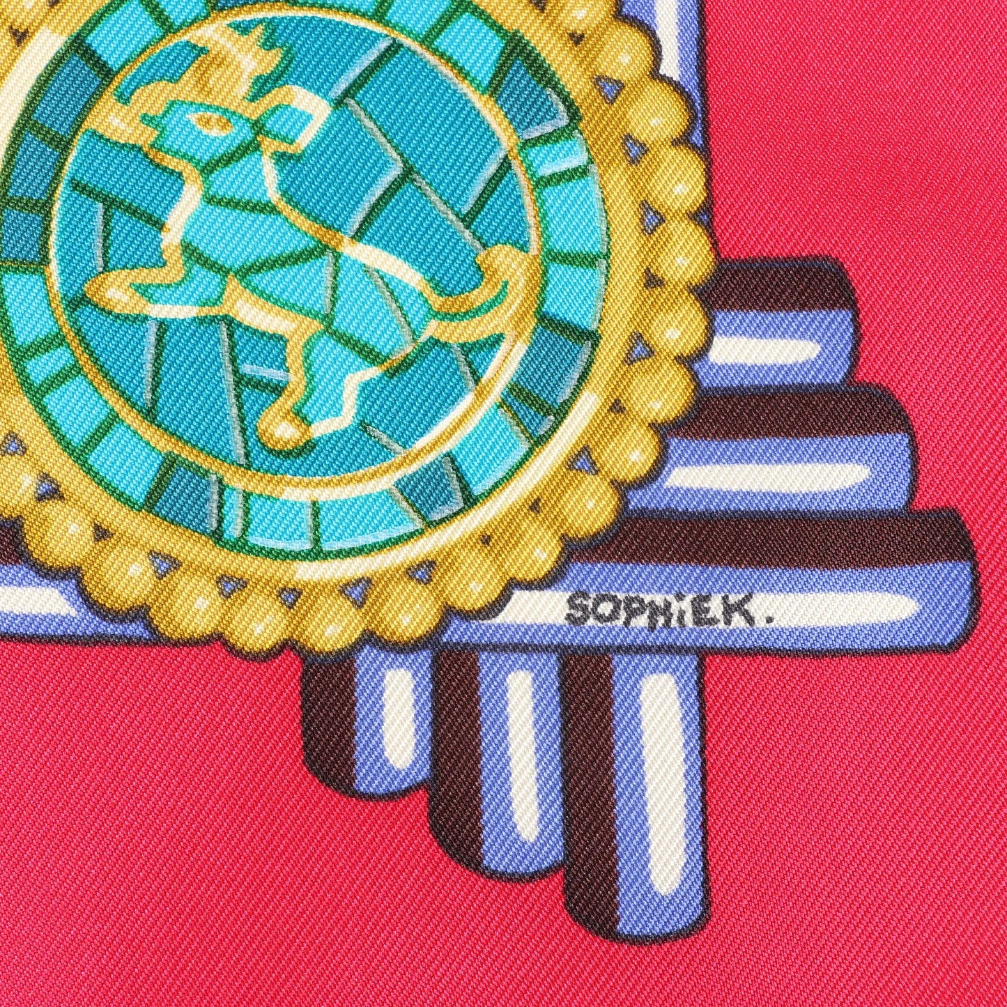 Hermès Carré 90 „HUACA PIRU“ Seidentaschentuch in Rosa