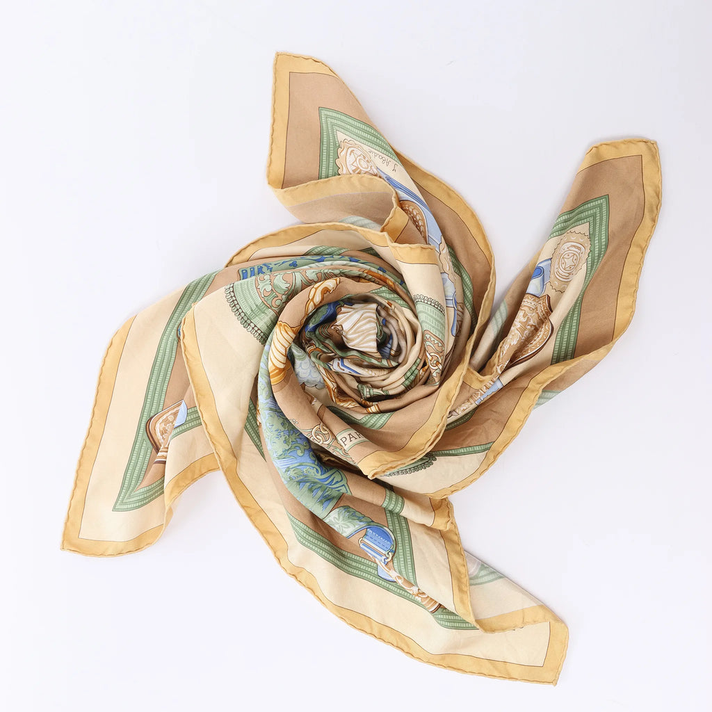 Hermès Carré 90 "Hommage à l'amitié Franco-Hellenique" Silk handkerchief in Beige