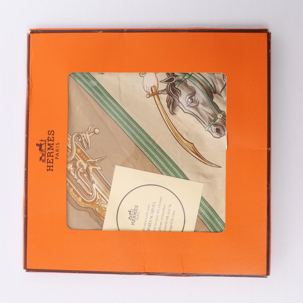 Hermès Carré 90 "Hommage à l'amitié Franco-Hellenique" Silk handkerchief in Beige