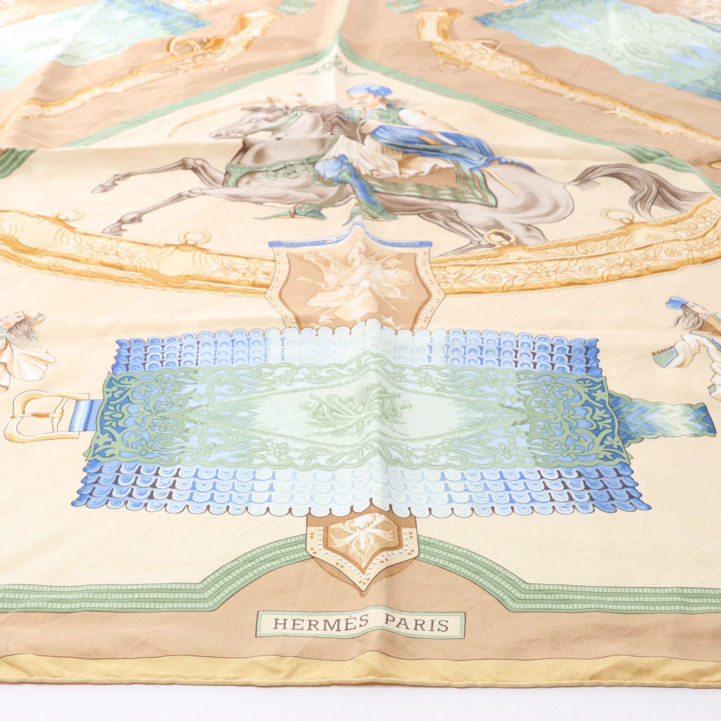 Hermès Carré 90 "Hommage à l'amitié Franco-Hellenique" Silk handkerchief in Beige