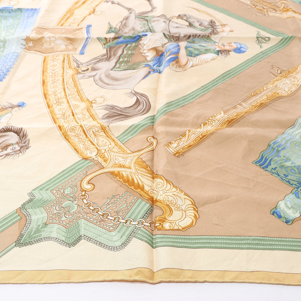 Hermès Carré 90 "Hommage à l'amitié Franco-Hellenique" Silk handkerchief in Beige