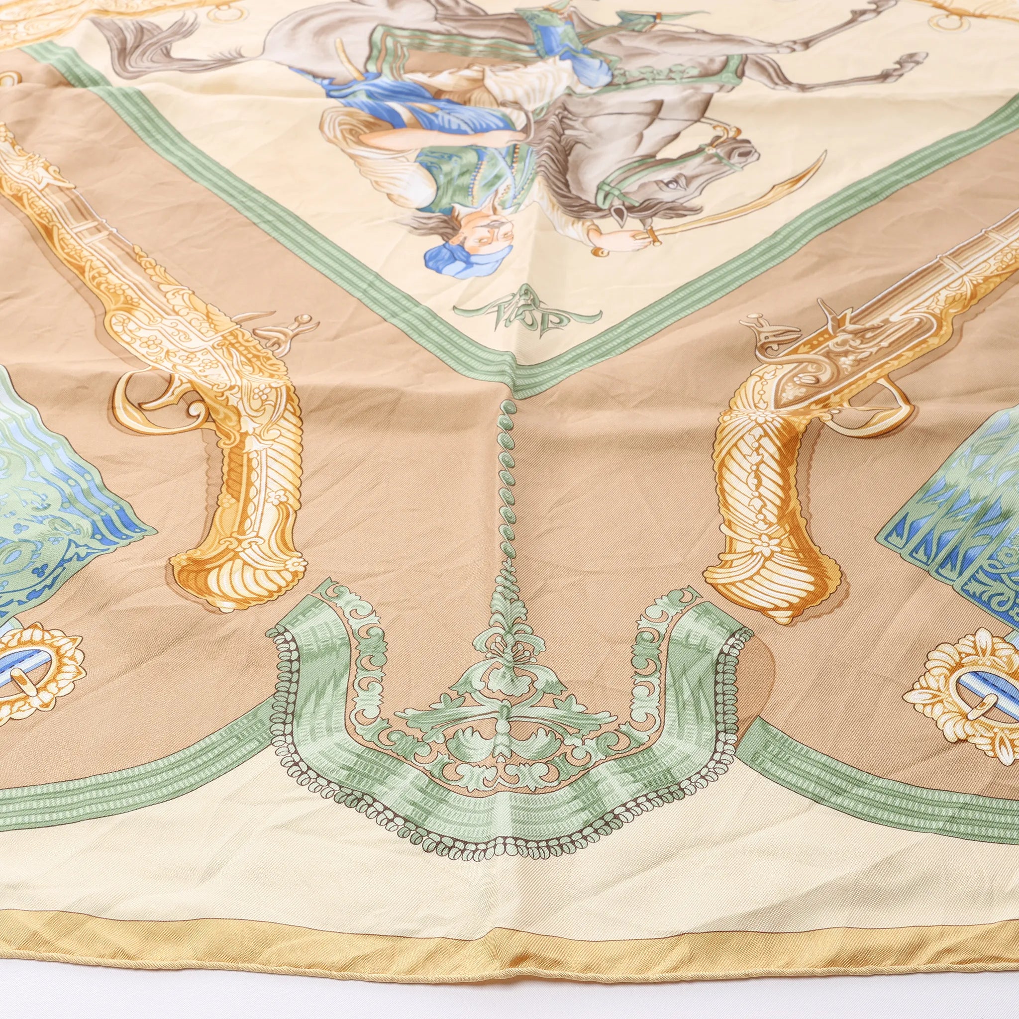 Hermès Carré 90 "Hommage à l'amitié Franco-Hellenique" Silk handkerchief in Beige