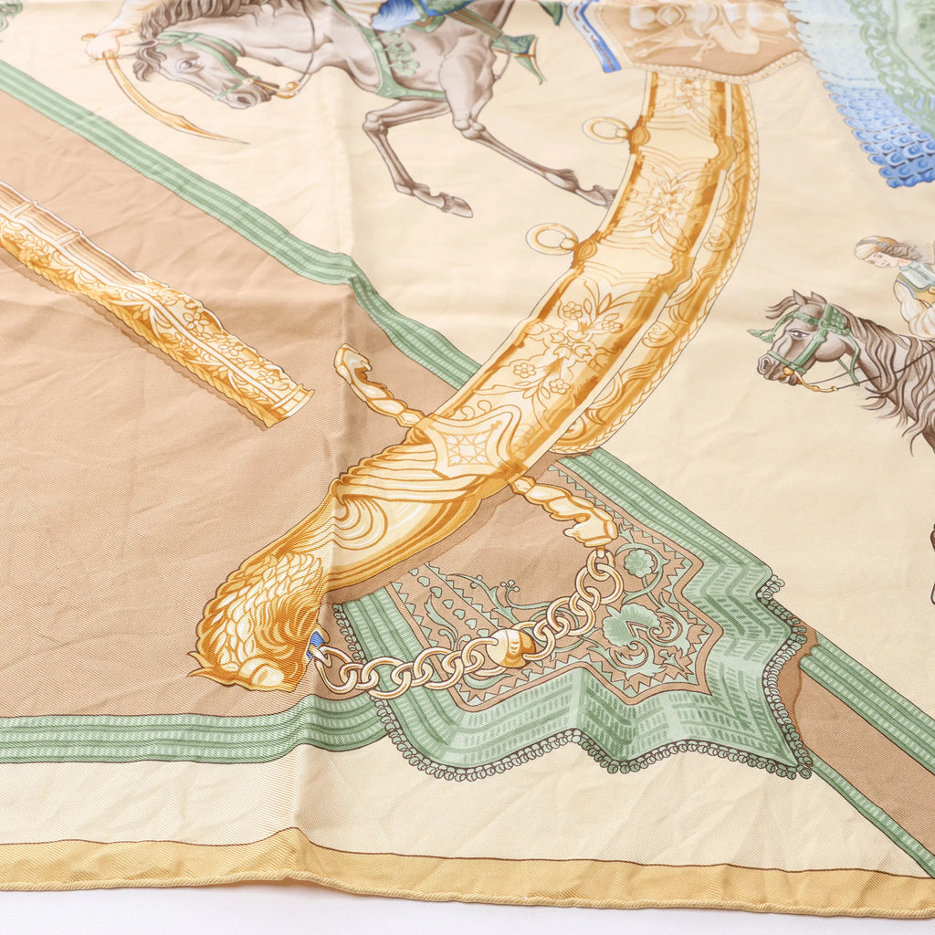 Hermès Carré 90 "Hommage à l'amitié Franco-Hellenique" Silk handkerchief in Beige