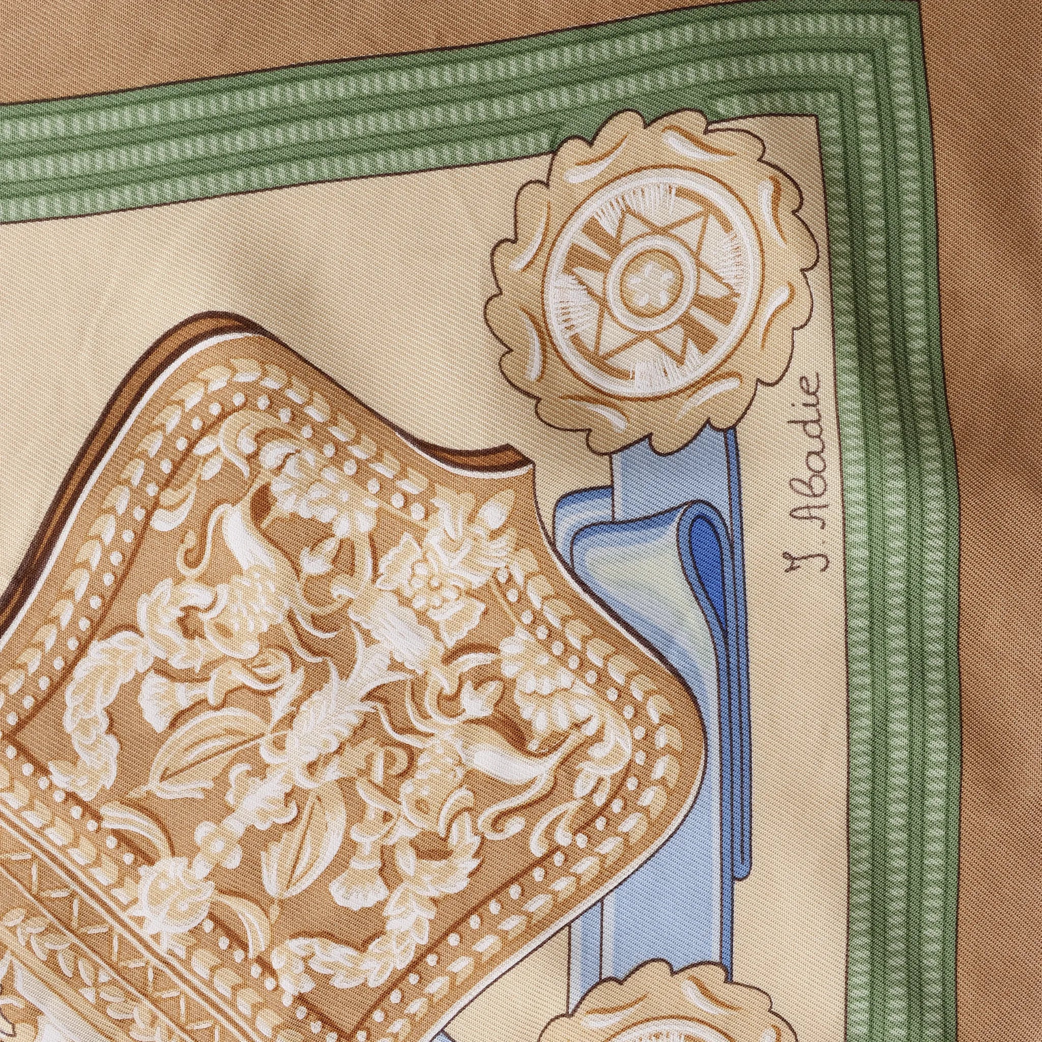 Hermès Carré 90 "Hommage à l'amitié Franco-Hellenique" Silk handkerchief in Beige