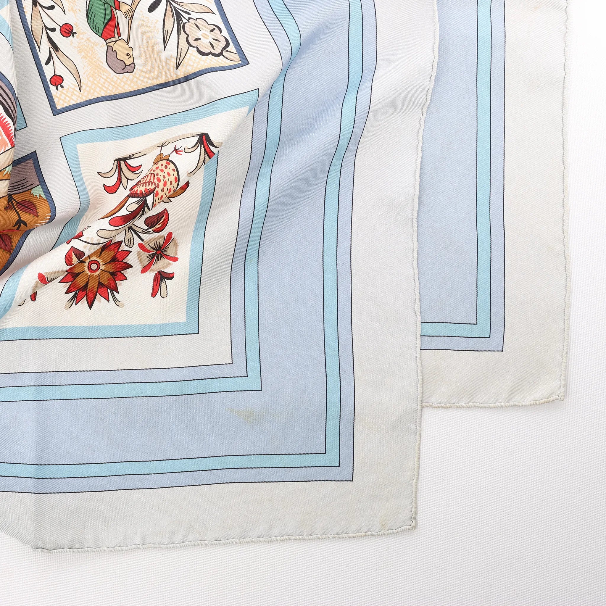Hermès Carré 90 "IMAGERIE" Silk handkerchief in Blue