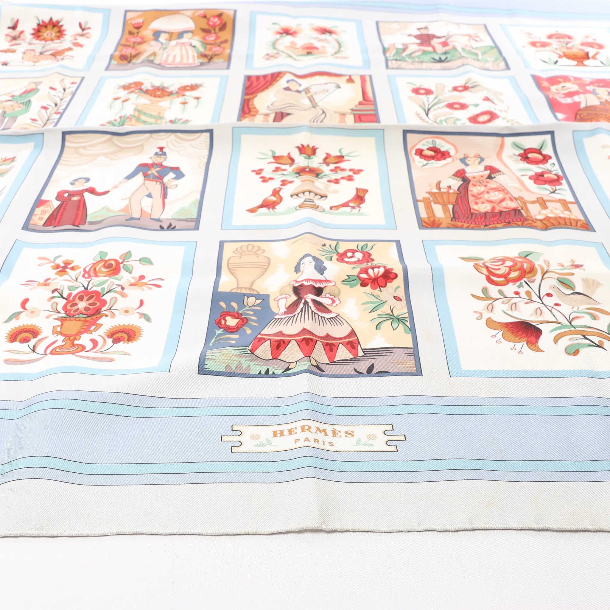 Hermès Carré 90 "IMAGERIE" Silk handkerchief in Blue