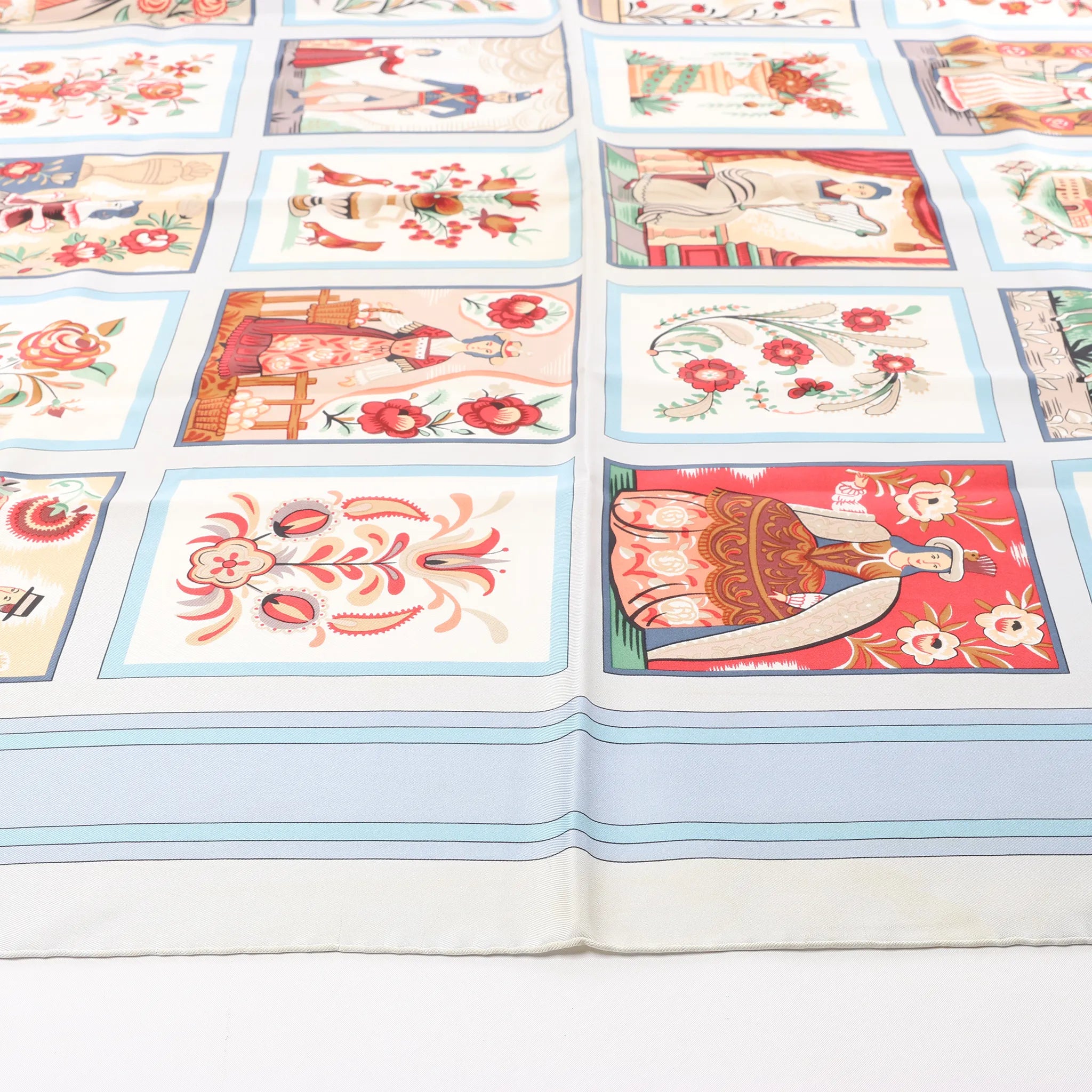 Hermès Carré 90 "IMAGERIE" Silk handkerchief in Blue