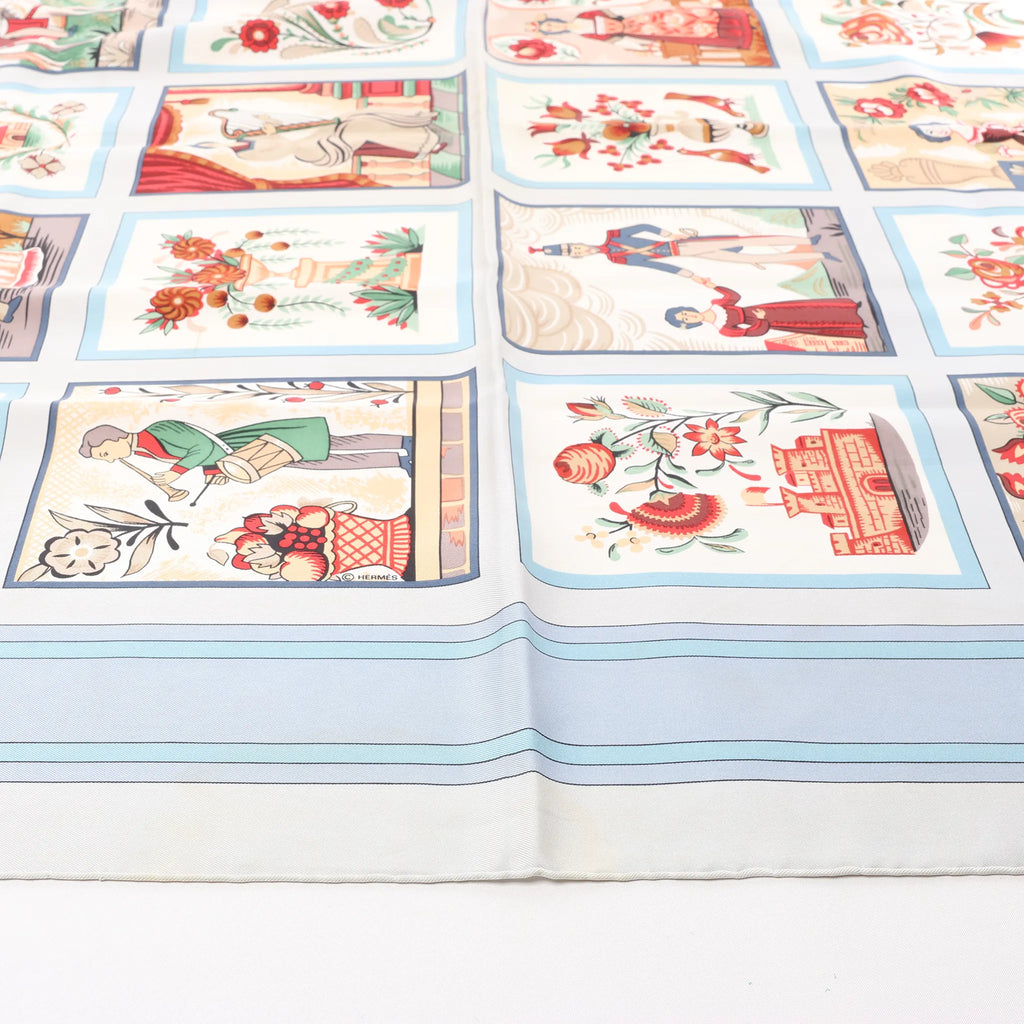 Hermès Carré 90 "IMAGERIE" Silk handkerchief in Blue
