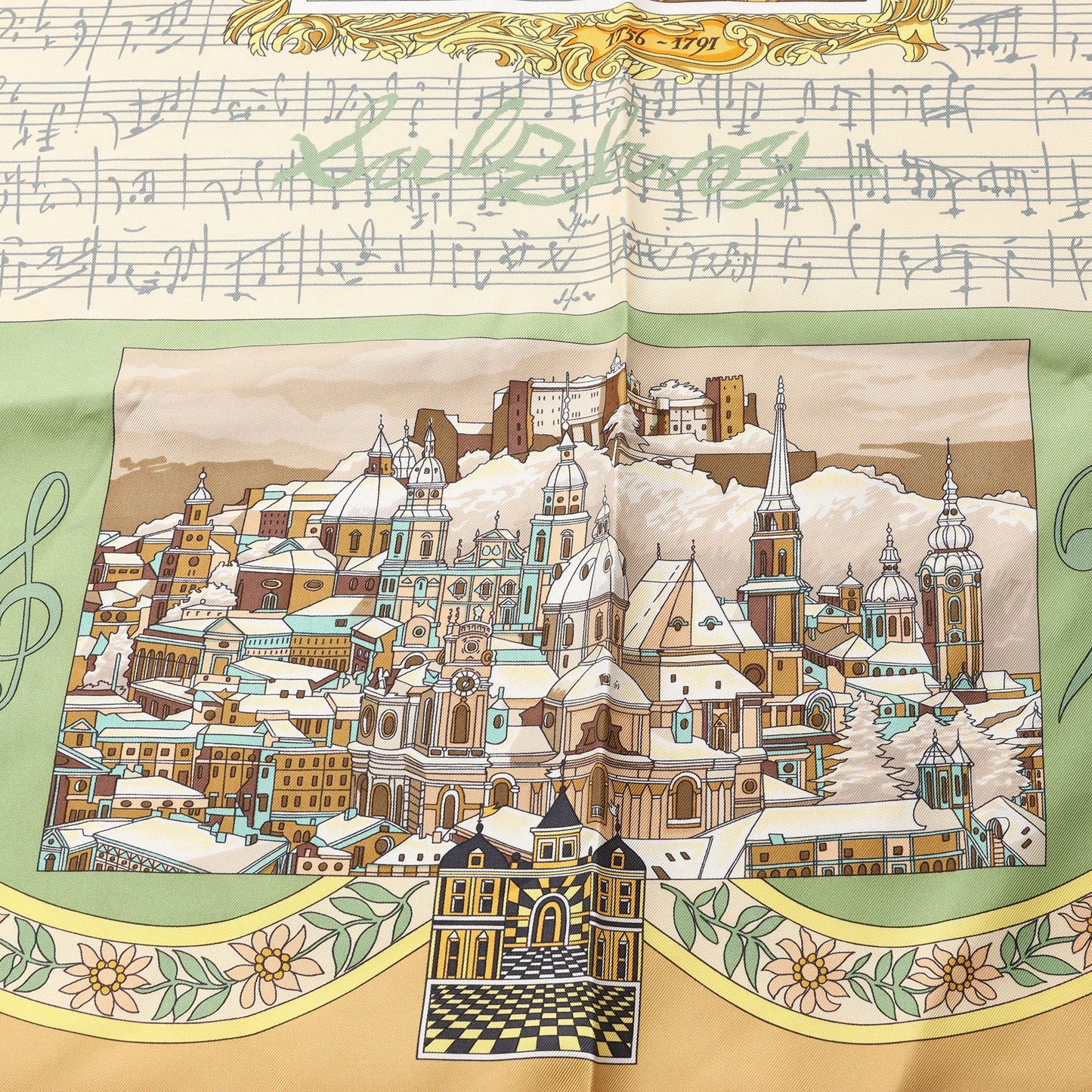 Hermès Carré 90 "IN SALZBURG" Silk handkerchief in Green