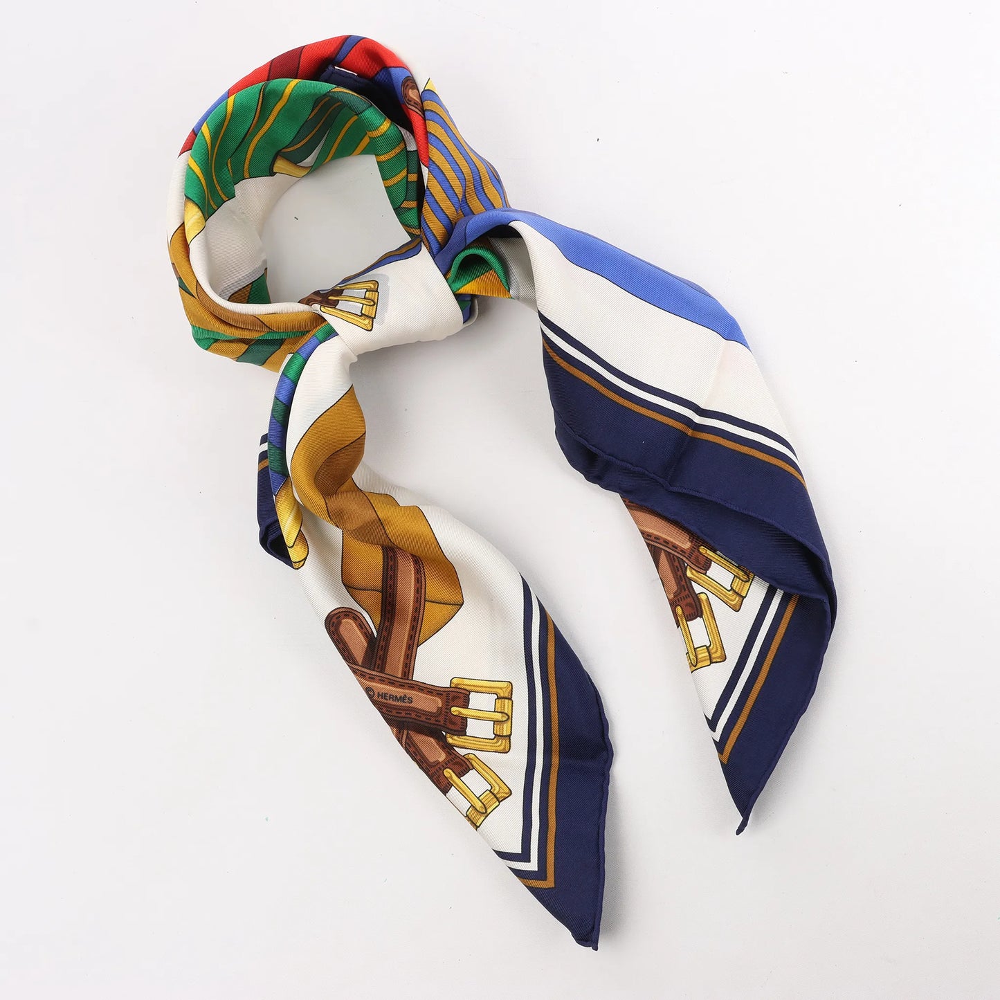 Hermès Carré 90 "Les Sangles" Silk handkerchief in Multicolor