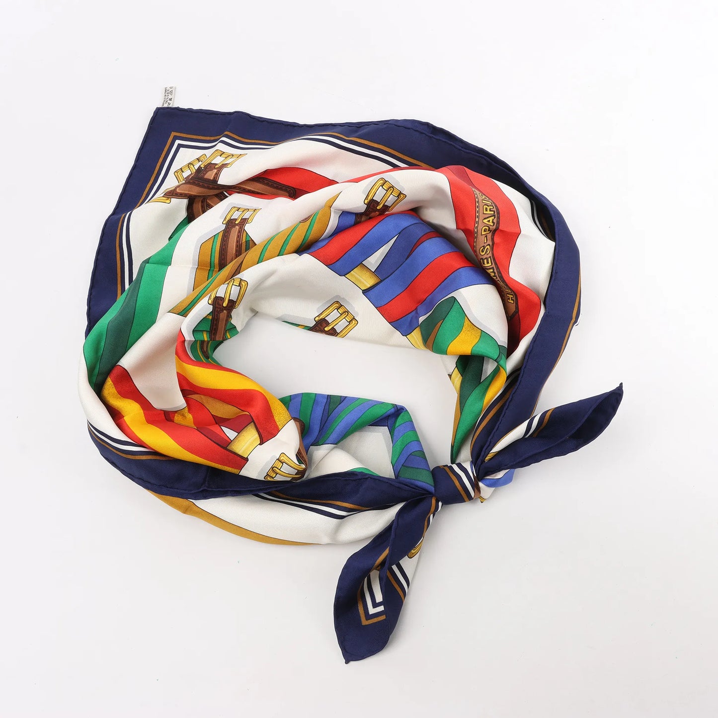 Hermès Carré 90 "Les Sangles" Silk handkerchief in Multicolor